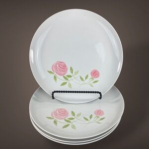 Franciscan‎ Pink A Dilly Rose Dinnerware Plates 1959 Vintage Set of 4